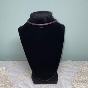 Handcrafted Leather Choker with Sterling Silver Cross